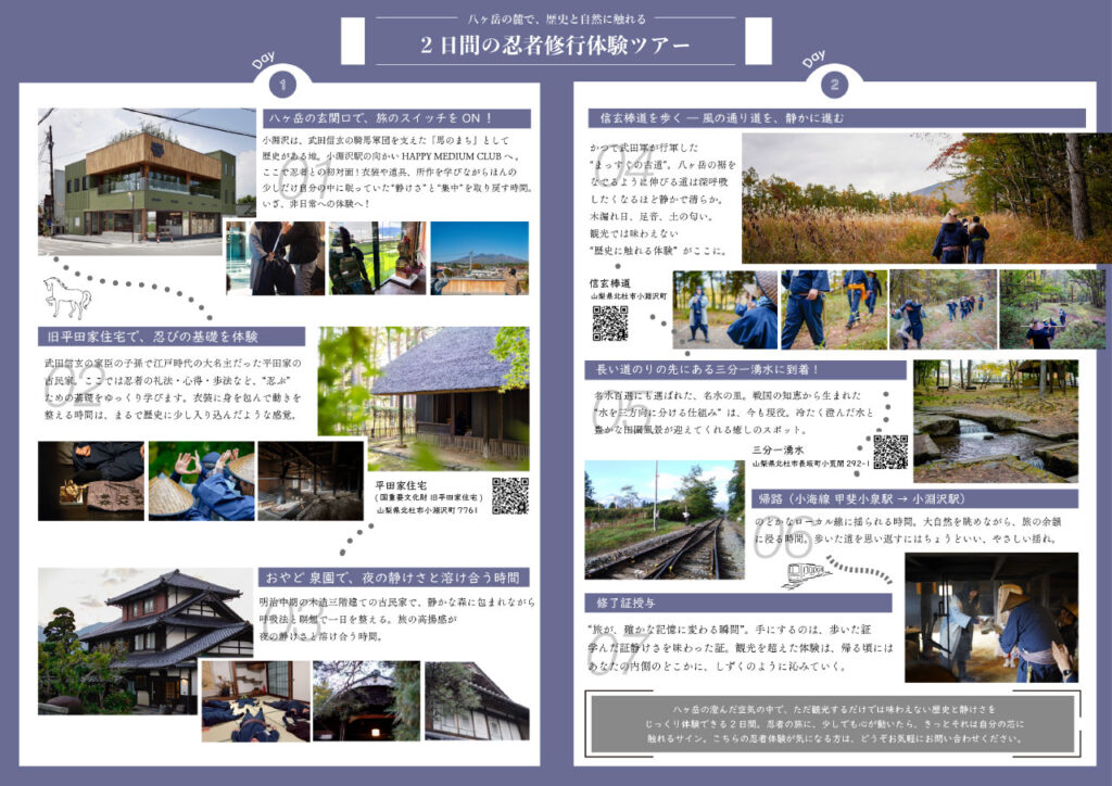 歴史の道ツーリズム2日間のモデルコース
